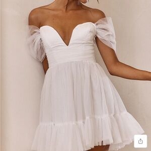 Pixi Off-Shoulder Lace-Up Back Mini Dress White - Selfie Leslie - XXL